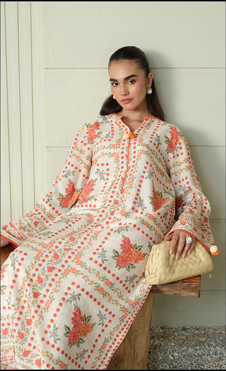 Orange-Co-Ord Set-(2PC Stitched Set)