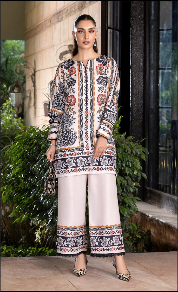 Vanilla-Co-Ord Set-(2PC Stitched Set)