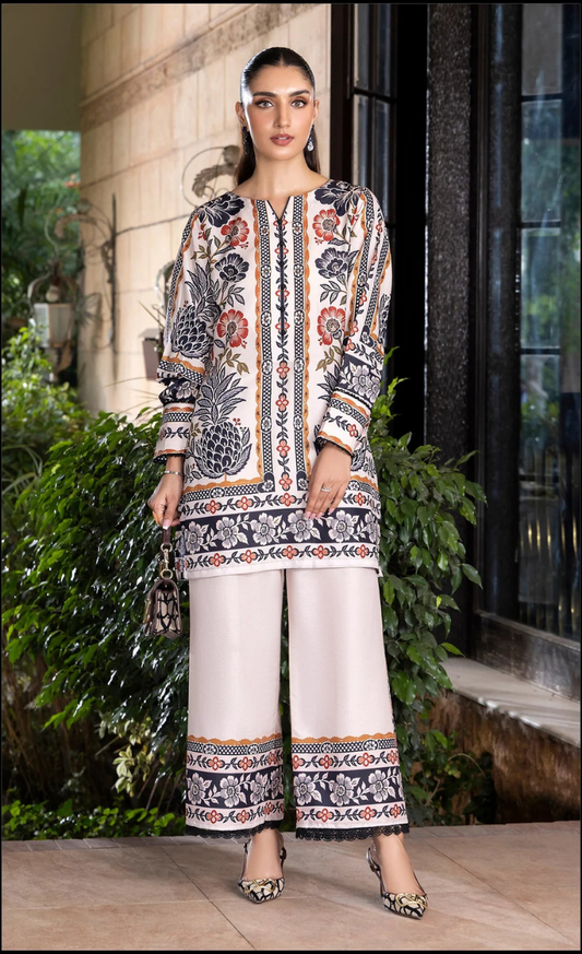 Vanilla-Co-Ord Set-(2PC Stitched Set)