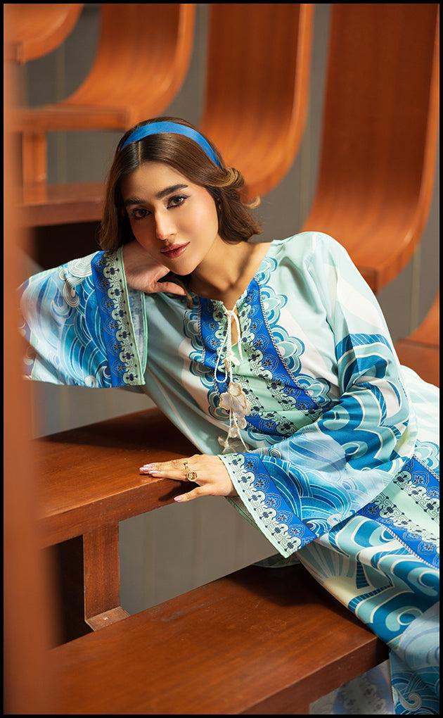 Oriel Blue 2 Pc Stitched